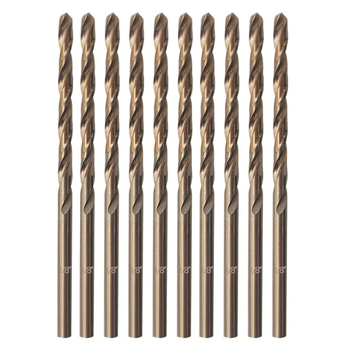 Broca de cobalto de 1/8 pulgadas, broca helicoidal de acero de alta velocidad M35 de longitud estándar, punta de 135 grados para metal duro, acero