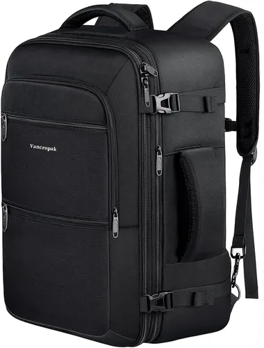 Vancropak Mochila de mano de 9.2 gal para avión, aprobada para aviones, para hombre o mujer, resiste el agua, mochila-maleta, para viaje con