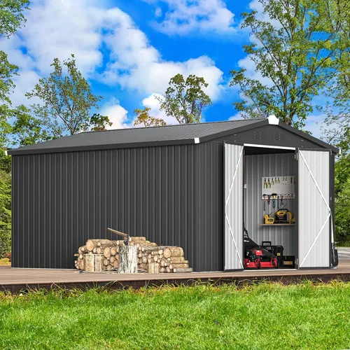 Miniatura 40 de AECOJOY Cobertizo de almacenamiento al aire libre de 5 x 3 pies, pequeño cobertizo de metal con puerta con cerradura, almacenamiento de utilidad