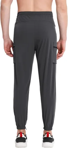 Miniatura 5 de BROKIG Pantalones deportivos ligeros para hombre, con bolsillos con cremallera, ajustados, atléticos, senderismo, gimnasio, atletismo, pantalones