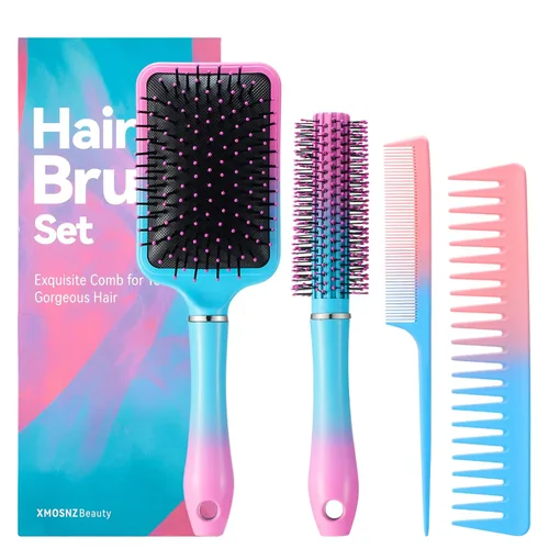 Juego de cepillos de pelo antiestáticos para masaje, cepillo ovalado para mujeres, 4 piezas, cepillo desenredante y peine para el cabello para