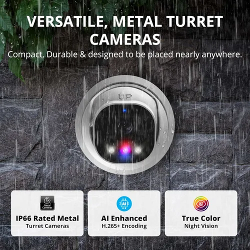 Miniatura 6 de Defender Sistema de cámara de seguridad Sentinel Pro Turret 8CH NVR PoE, 4 cámaras de torreta de metal, gran angular de 109°, clasificación IP66