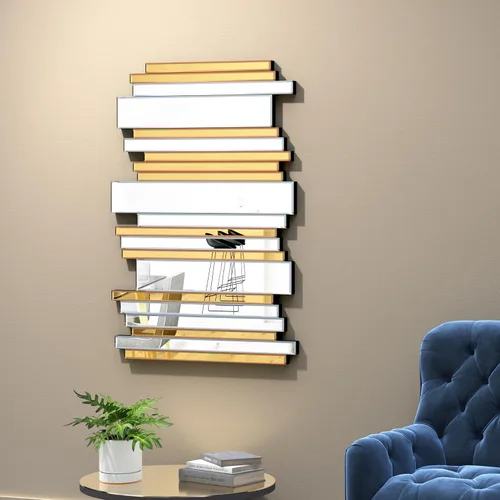 Espejos decorativos para decoración de pared, espejos grandes para decoración de pared, sala de estar, espejos plateados de 24 x 36 pulgadas (dorado)