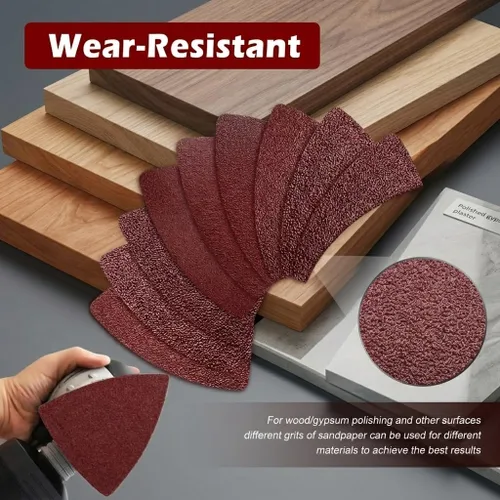 Miniatura 5 de Kit de 104 almohadillas de lijado de detalles para herramientas oscilantes, 2 almohadillas de lijado triangulares y 2 almohadillas de lijado