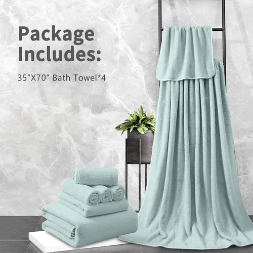 Miniatura 7 de Toalla de baño extra grande de 4 piezas (35 x 70 pulgadas), toalla de baño ultra suave de gran tamaño, juego de toallas de baño para baño, hotel