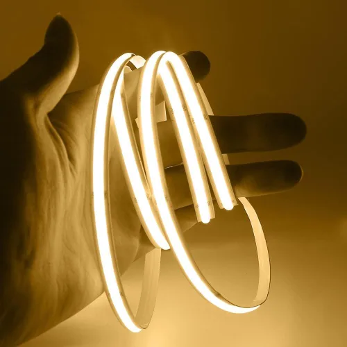 Miniatura 2 de COB - Tira de luces LED, 1.6 ft/1.6 pies, flexible, flexible, flexible, flexible, tira de luces LED COB DC 5V 320 LEDs/m, blanco cálido, 3000 K