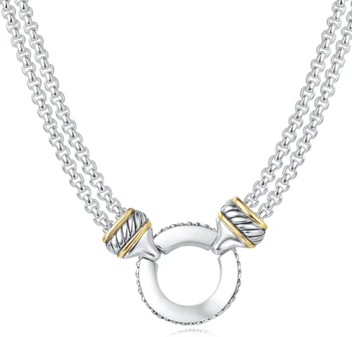 UNY Collar corto inspirado en el diseñador de 17.7in + 2.0in 0.118in cadena de caja clásica elegante vintage joyería antigua, Cobre