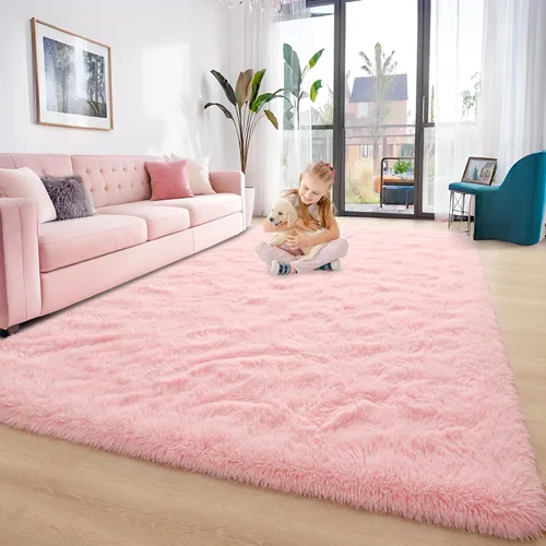 Miniatura 15 de Foxmas - Alfombra para centro de habitación, esponjosa y ultrasuave, para dormitorio, habitación de los niños, habitación del bebé, afelpada, Azul