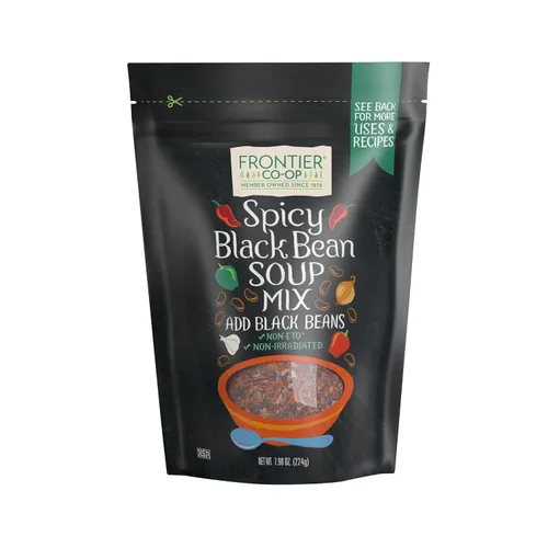Frontier Co-op Mezcla de sopa de frijoles negros picantes, 7.90 onzas, mezcla abundante para sopas, guisos y preparación de comidas