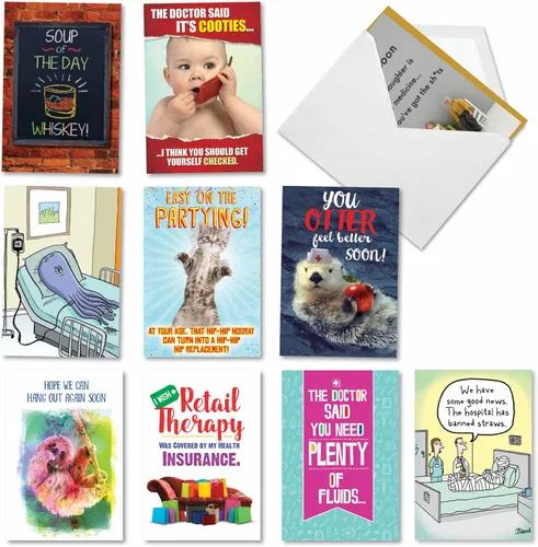 Miniatura 11 de NobleWorks Juego de 10 tarjetas de felicitación divertidas con sobres de 5 x 7 pulgadas (10 diseños, 1 cada uno) Ordenes del médico AC7848GWG-B1x10