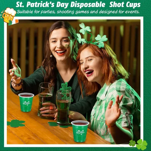 Miniatura 7 de Gerrii 100 vasos de chupito de 2 onzas para el día de San Patricio, desechables de plástico, regalos de fiesta de San Patricio para cumpleaños