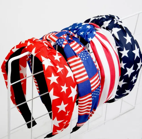 Huachi Bandas para la cabeza con bandera americana para mujeres, anudadas, accesorios de diadema del 4 de julio para mujeres, banda patriótica de