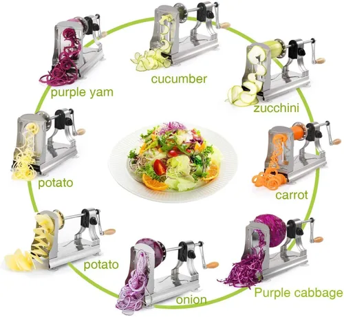 Miniatura 3 de Cortador en espiral de 6 cuchillas para verduras, cortador en espiral, pasta y espaguetis de verduras para dietas bajas en carbohidratos, paleo/sin