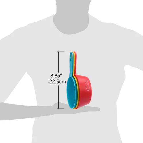 Miniatura 7 de Juego de tazas medidoras, 3 tazas medidoras de plástico coloridas, gran capacidad, 2 tazas 1-3/4 tazas 1-1/2 tazas para ingredientes líquidos secos