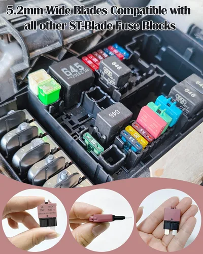 Miniatura 3 de Fúsible de hoja estándar reajustable 3A ATC para automotriz ATO, fusibles manuales de reinicio, disyuntor de hoja de reinicio manual para barco