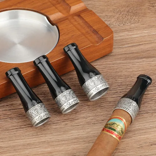 Miniatura 5 de Scotte Boquilla de cigarro para hombres y mujeres, portátil, 4 tamaños, con caja de regalo (negro y dorado)