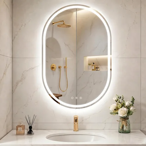 Miniatura 10 de Espejo en forma de corazón de 24"x24", espejo de diamante aplastado, espejo de tocador LED RGBWY con luces, 3 modos de iluminación y 7