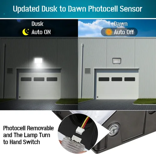 Miniatura 3 de HiBay Paquete de 4 luces LED de pared para exteriores del atardecer al amanecer, 20010LM 150W Eqv. 800-1000W HPS/HID, fotocélula de seguridad