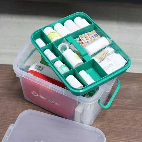 Miniatura 4 de Vababa Caja de primeros auxilios transparente, contenedor de almacenamiento de plástico con tapa de bloqueo y asa