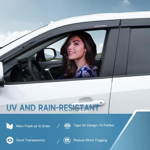 Miniatura 3 de Protectores de lluvia con cinta adhesiva para Toyota RAV4 2019 2020 2021 2022 2023 - Visera lateral de humo inastillable para ventana, deflectores