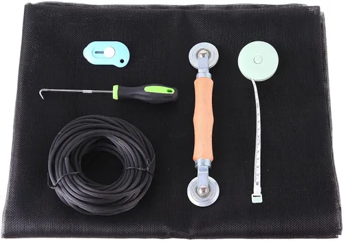 Miniatura 6 de Kit de reparación de mosquiteros de ventanas y puertas mosquitero, malla de fibra de vidrio color carbón de 48"x118" con herramienta de Negro