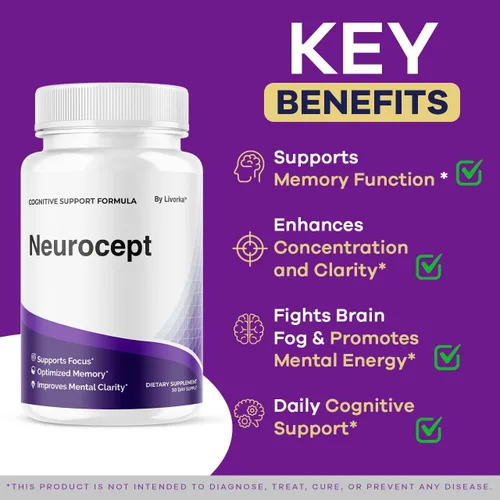 Miniatura 3 de Neurocept - Cápsulas de suplemento cerebral oficial Neuro cept Brain & Memory Focus Support Advanced Formula, Neurocept Pills apoyo diario