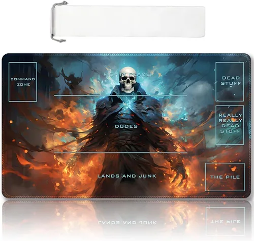 Miniatura 34 de Tapete de juego MTG cosido de alta calidad con zonas y parte trasera de goma antideslizante, tapete de juego TCG para MTG y otros juegos de cartas