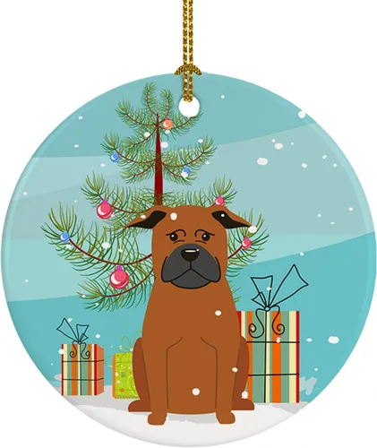 Miniatura 102 de Caroline's Treasures Adorno de cerámica para árbol de Navidad, Laika Spitz de Siberia Occidental, decoración colgante para árbol de Navidad