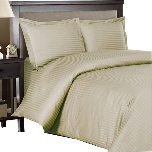 Miniatura 4 de Royal Hotel Bedding Fundas de edredón a rayas, 100% algodón, suave y transpirable, 300 hilos, juego de funda de edredón de 3 piezas con cierre