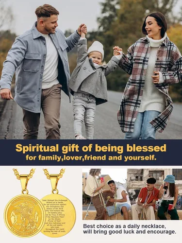 Miniatura 238 de U7 Saint Benedict/Michael Medal Necklace, 316L Stainless Steel Virgin Mary Necklace for Men Women, Bible Verse Protection Necklace Catholic