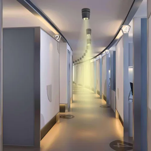 Miniatura 3 de Foco de techo LED de 12 W, luz direccional de rotación de 360°, 3000 K, blanco cálido, lámpara de pared para pasillo, galería, sala de estar/negro