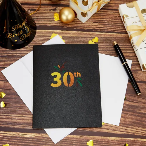 Miniatura 6 de Tarjeta desplegable de feliz cumpleaños 30, tarjeta de cumpleaños 30 con nota y sobre, regalos de cumpleaños 30 para marido, esposa, hombres