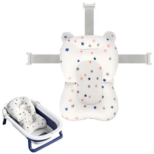 Colorlife - Asiento de baño para bebé con malla de apoyo, cojín de apoyo para baño de bebé, ajustable, cómodo, antideslizante, malla de ducha de
