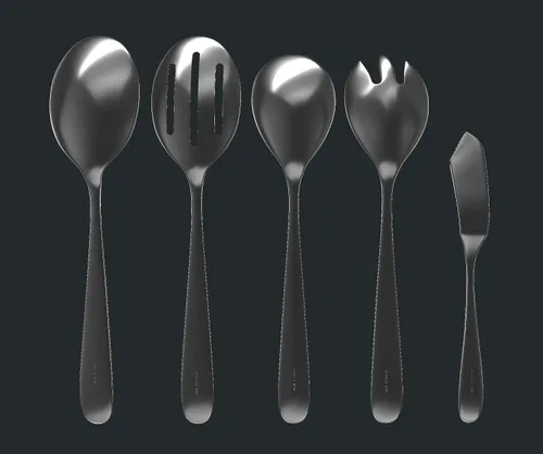 Miniatura 4 de Danialli Juego de utensilios de servir, cucharas de servir de acero inoxidable 18/10, servidores de ensalada, cuchillos de mantequilla, acabado