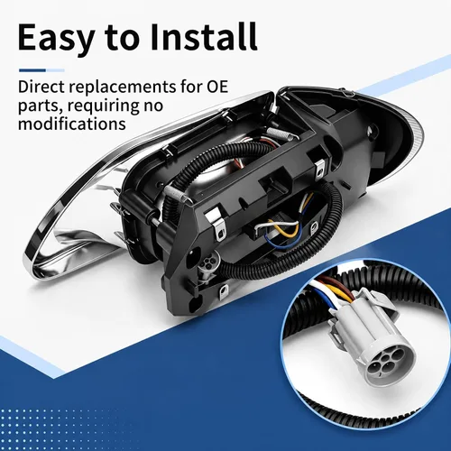 Miniatura 6 de Ensemble de faros LED High Soar para camiones International 9200, 9200i SBA, 5900, 5900i, 5900i SBA, 9400, 9400i, Proyector de señal intermitente