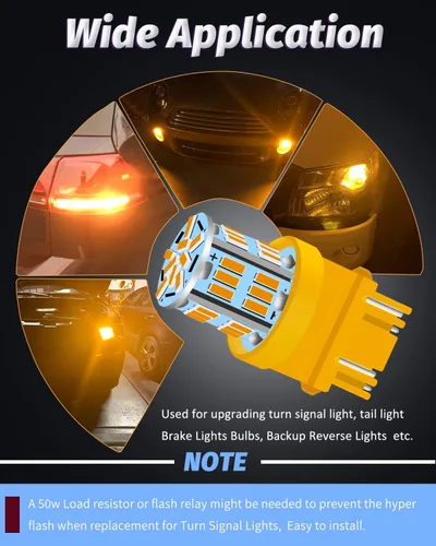 Miniatura 7 de 3157 Bombilla LED ámbar de señal de giro intermitente 3156 3056 3057 4157 3047 4057 T25 3457 Bombillas LED para luces indicadoras laterales
