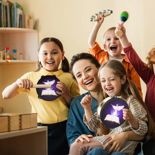 Miniatura 6 de Boao - 6 paquetes de pandereta de 6'' 8'' 10'' con diseño de paloma y biblia, pandereta de mano para adultos con doble fila de cascabeles, tambor