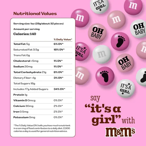 Miniatura 2 de M&M’S World Favors de Chocolate al Leche para Niñas, 20 Paquetes de 0.75oz cada uno con M&M’S Rosados y Blancos para Fiestas de Revelación