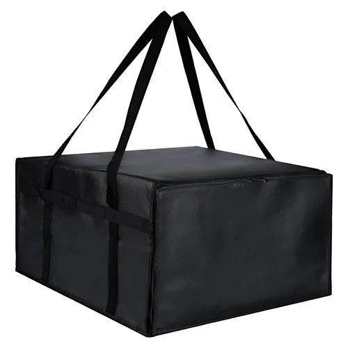 Miniatura 30 de Paquete de 1 bolsa aislada para entrega de alimentos con parte inferior dura, calentadores de alimentos comerciales XXXL para conductores de Negro