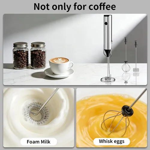 Miniatura 6 de Rechargeable Handheld Milk Frother for Coffee, Hand Frother with Stand, Drink Mixer Frother Wand Electric Whisk Stirrer for Latte, Matcha