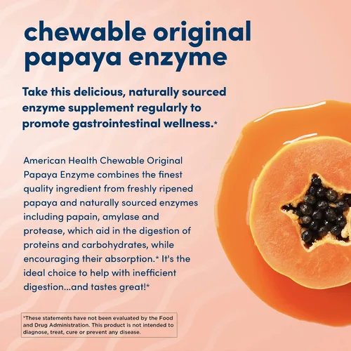 Miniatura 4 de American Health tabletas masticables de enzima original de papaya, 043554, 100, 1, 1