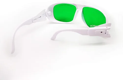 Miniatura 5 de MCWlaser Gafas de seguridad láser 190-470nm y 610-760nm para luz UV, azul, rojo rubí, verde, láser de picosegundo 405 nm, 445 nm, 450 nm, 635 nm
