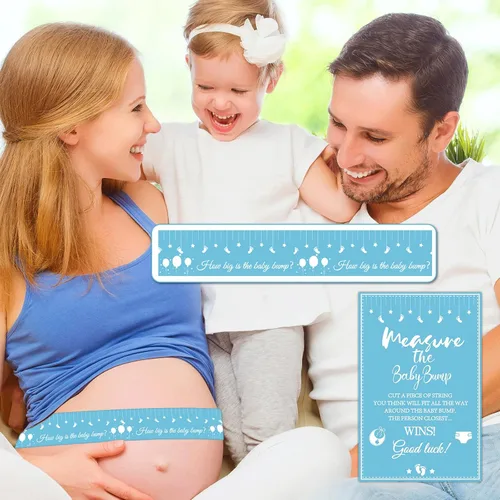 Miniatura 6 de Juegos de baby shower, cinta métrica para medir el vientre de 150 pies, cinta métrica para el vientre de mamá, cinta métrica de vientre para Azul