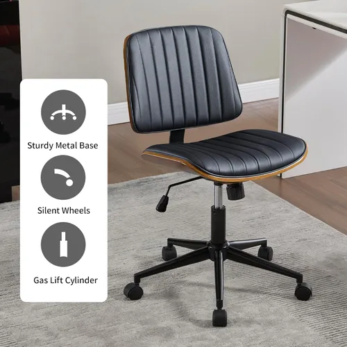 Miniatura 7 de VipDesk Silla pequeña de oficina en casa, silla de escritorio sin brazos con respaldo medio con giro de 360° y ruedas, silla de computadora moderna