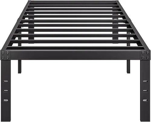 Miniatura 13 de Base de cama alta de 18 pulgadas, tamaño individual, marcos de cama de metal resistentes en negro, no necesita somier, fácil montaje, almacenamiento