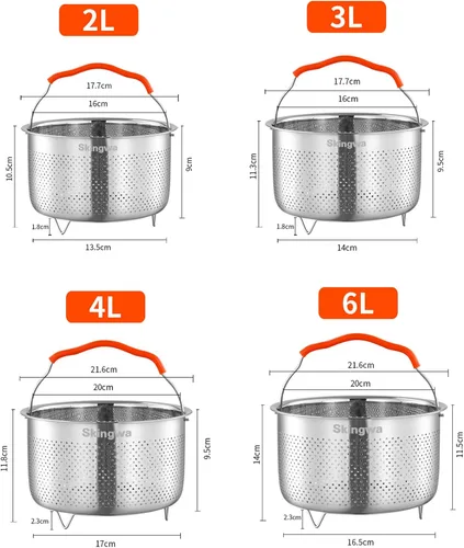 Miniatura 8 de Cesta de vapor para olla instantánea 18/8 de acero inoxidable colador cesta accesorios para olla a presión (2L)