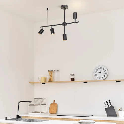 Miniatura 4 de GLOBE Electric 64000048 Iluminación de riel de altura ajustable de 4 luces, negro mate, pantallas pivotantes, iluminación para cocina, baño