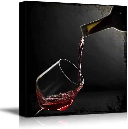 Miniatura 12 de wall26 - Lienzo decorativo cuadrado para pared, copas de vino con botella de vino y uvas, impresión giclée, arte moderno para el hogar, listo