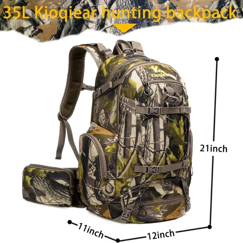 Miniatura 3 de Mochila de caza, equipo de caza al aire libre con cubierta para lluvia, paquete duradero de gran capacidad para el día de caza (camuflaje verde)