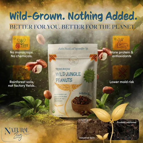 Miniatura 2 de Natural Zing Raw OrganicWild Jungle Peanuts – 8 oz Cacahuetes de reliquia orgánicos saludables Variedad ecuatoriana rara y no hibridada Raw